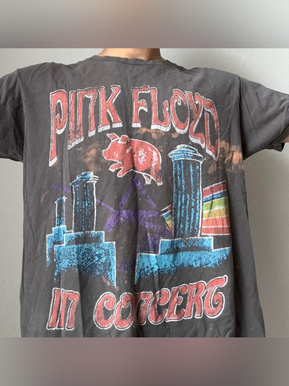 Pink Floyd In Concert Band AOP Graphics Gray Tee Shirt